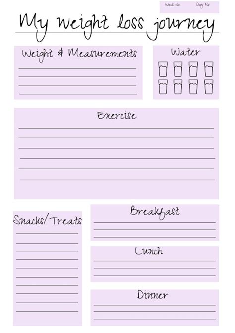 digital file weight loss journal daily weekly print  etsy