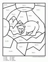 Math Winter Coloring Worksheets Multiplication Sheets Pages Christmas Preschool Printable Bear Fun Gif Kids sketch template