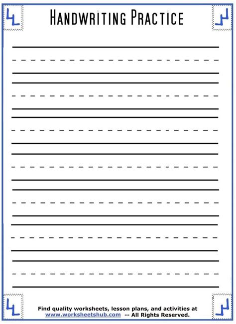 blank handwriting worksheets  kindergarten  printable