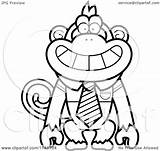 Monkey Tie Wearing Shirt Clipart Cartoon Thoman Cory Outlined Coloring Vector 2021 sketch template