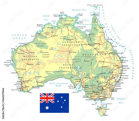 vetor de australia detailed topographic map illustration  stock