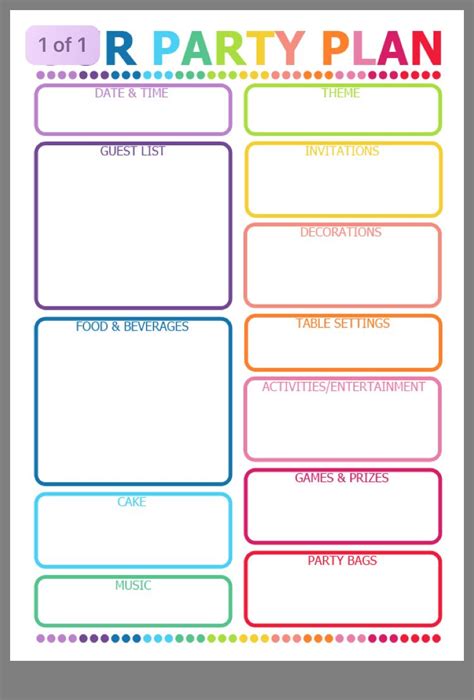 birthday party planner template printable word searches