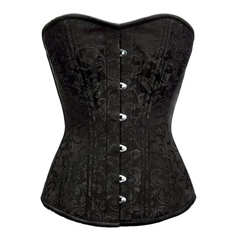 zwart brocade waisttrain corset maat  corsetten stalen overbuste corsetten ladywear