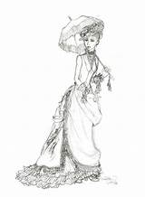 Victorian Coloring Pages Sketch Lady Ladies Drawing Drawings Adult Sketches Women People Draw Woman Colouring Books Choose Board Girl Binged sketch template