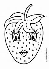 Coloring Fruits Pages Kids Printable Cute Fruit Eyes Strawberry Drawing Colouring Step Simple Draw Cartoon Basket Puppy Print Sheets Getdrawings sketch template
