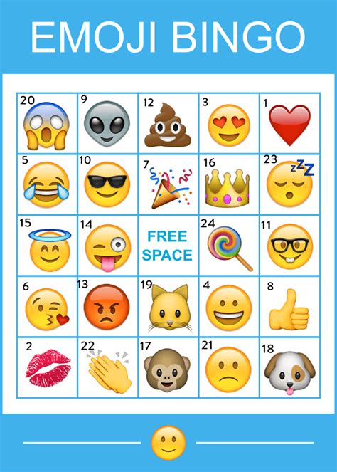 fantastic printable emoji bingo game catch  party