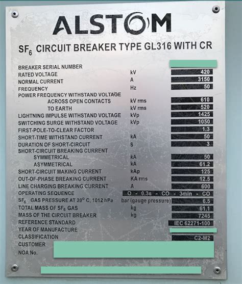 nameplate details  sf circuit breaker explained theelectricalguy