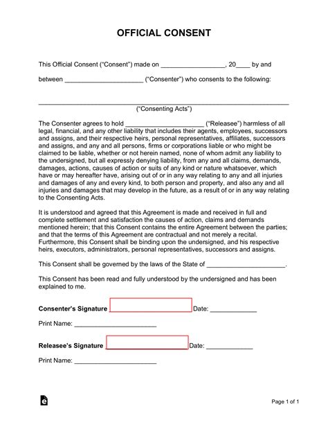 Free Consent Form Template Sample Pdf Word – Eforms