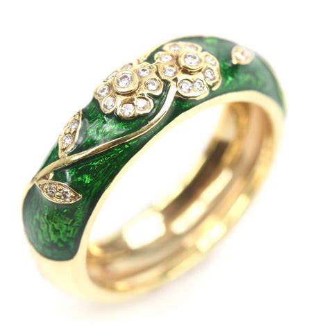 hidalgo  gold green enamel ring enamel ring rings wedding rings