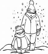 Winter Father Wearing Son Coloring Season Clothing sketch template