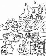 Garden Coloring Pages Flower Kids Print Colorir Para Jardim Gardening Imagens House Templates sketch template