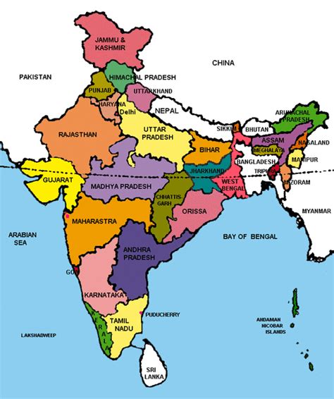 indien regionen karte