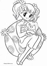 Coloring Pages Anime Vintage Girls Cute Shining Sunflower Books Cool sketch template