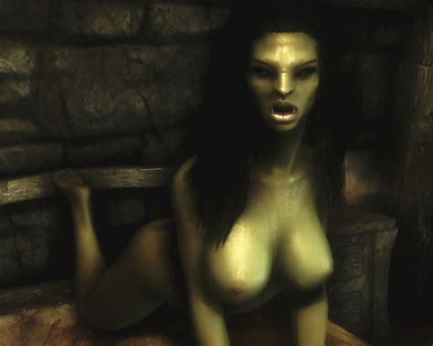 rule 34 1girl 3d all fours breasts brown hair female female only green skin humanoid large