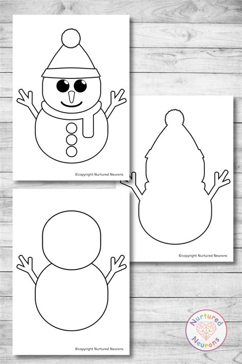 printable snowman template awesome outline pack nurtured neurons