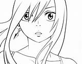 Erza Fairy Tail Scarlet Lineart Drawing Manga Anime Draw Getdrawings Drawings Deviantart sketch template