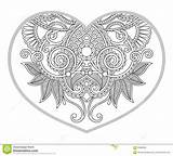 Coloring Heart Book Adult Pattern Shaped Older Children Vector Illustration Zentangle Greeting Valentines Background Paisley sketch template