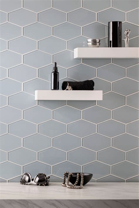 sleek modern tile hexagon tile backsplash kitchen elongated hexagon