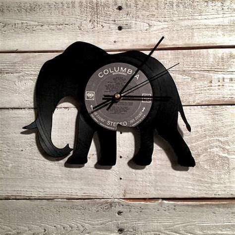 elephant vinyl record clock living room wall decor unique