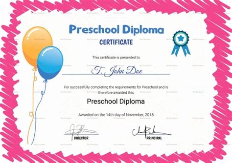 preschool certificates  completion dannybarrantes template