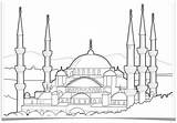 Masjid Mewarnai Kubah Bangunan Besar Mewah Berbagai sketch template