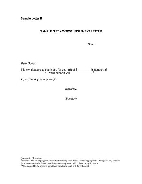gift received acknowledgement letter templates