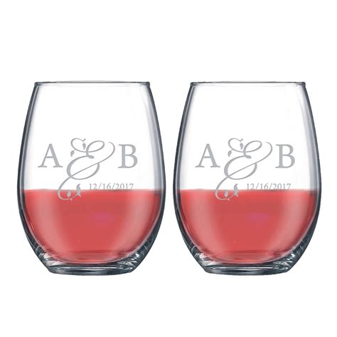 personalized stemless wine glass  couples