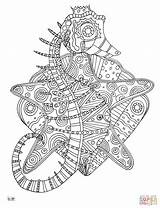 Coloring Pages Seahorse Tribal Adults Pattern Mandala Printable Print Color Book Coloringbay Drawing sketch template
