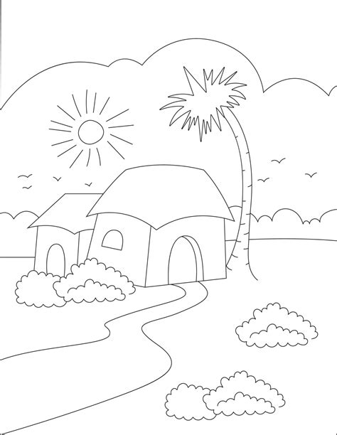 village coloring pages  kids  vector art  vecteezy