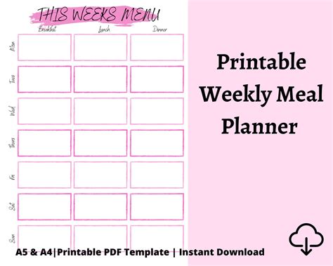 simple weekly menu planner