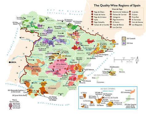 kaart van spanje wijn wijngebieden en wijngaarden van spanje