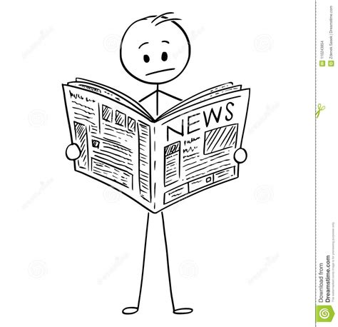 Cartoon Of Businessman Reading Bad News In Newspaper Stock