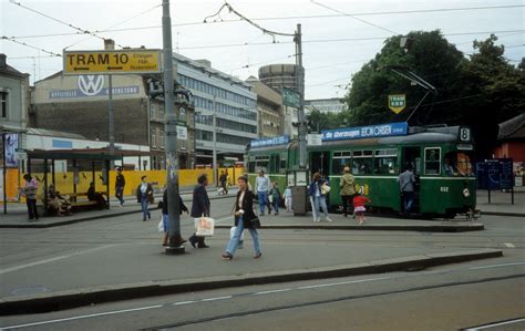 basel bvb tram     aeschenplatz   juli  bahnbilderde