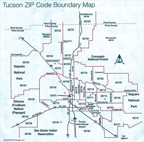 Tucson Zip Code Map Az Tucson Map By Zip Codes [printable]