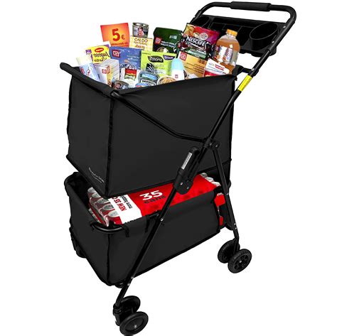 buy easygo deluxe cart folding grocery shopping  laundry utility cart unique double level
