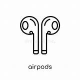 Airpod Airpods Icon Vector Clipart Dreamstime Trendy Linear Thin Flat Modern Background Illustrations Illustration Vectors sketch template