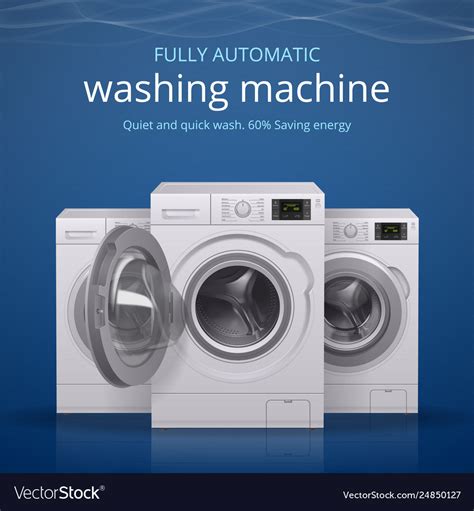 washing machine realistic poster royalty  vector image