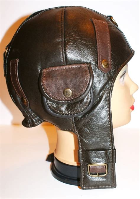 Wwii Handmade Genuine Leather Pilot Aviator Motorcycle Helmet Hat Cap M