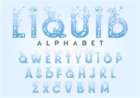Liquid Alphabet Water Letters Set Vector Illustration Stock Vector