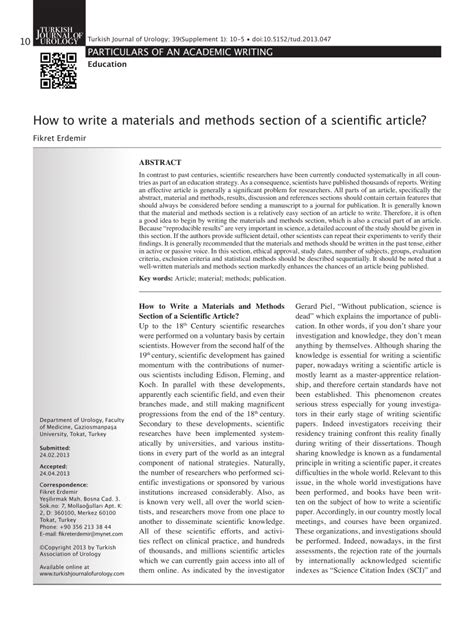 write  materials  methods section   scientific article