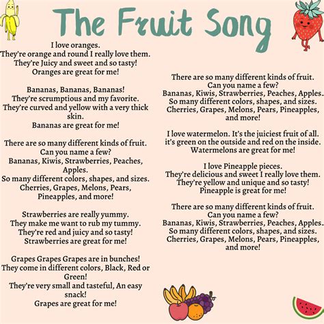 fruits song printable lyrics origins  video