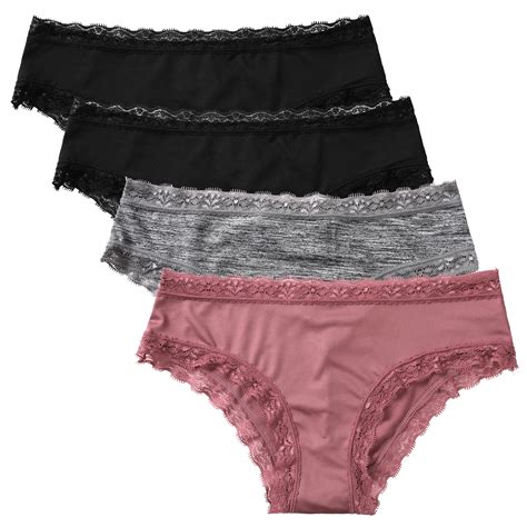 Charmo Charmo Women S Panties Hipster Lace Trim Cheeky Soft Comfy