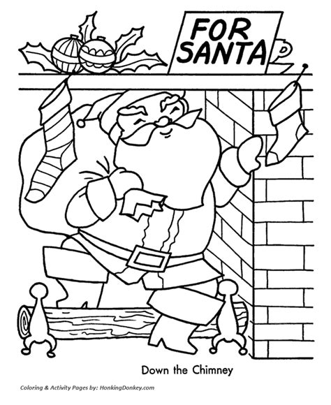christmas santa coloring page santa    chimney