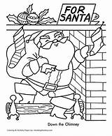 Santa Coloring Christmas Pages Chimney Down Holiday Sheets Kids Honkingdonkey Meaning Children Fun These Great sketch template
