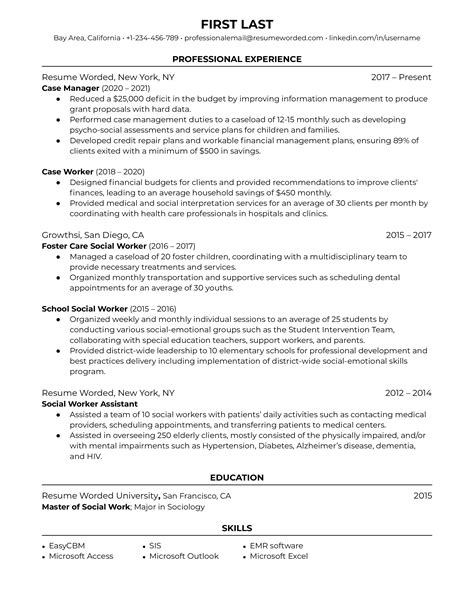 entry level case manager resume    resume worded