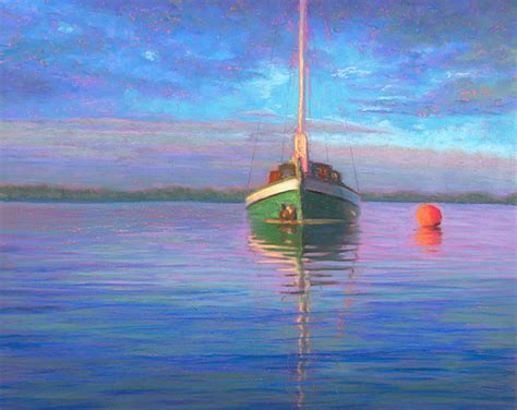 pastel painting harbor light sailboat pastel painting  poucher