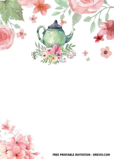 floral tea party invitation templates tea party invitations diy