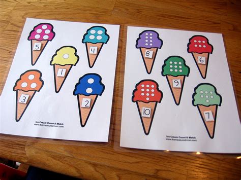file folder game  preschoolers ice cream count match