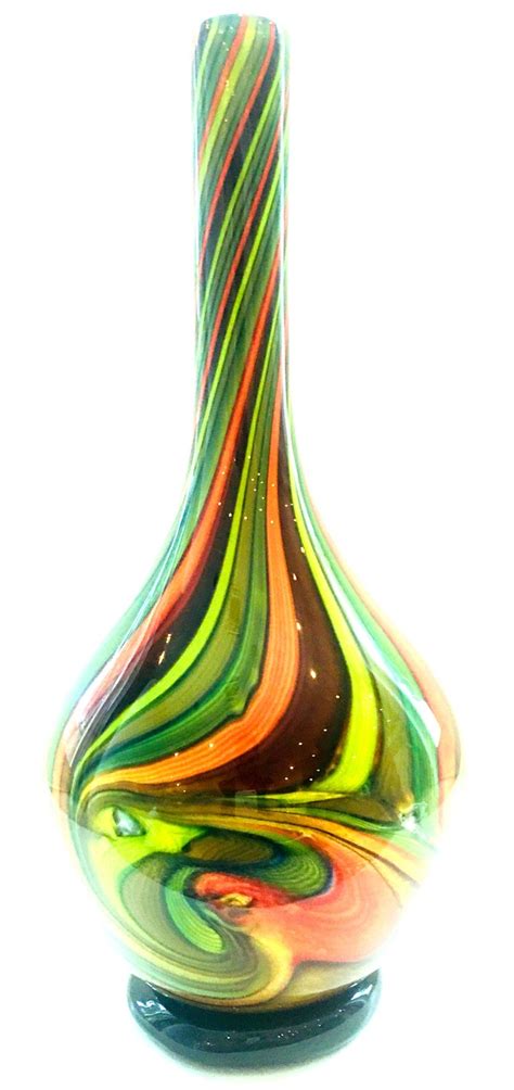 20th Century Murano Style Cased Art Glass Striped Vase For