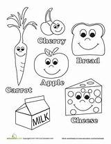 Food Healthy Coloring Worksheets Pages Preschool Kids Foods Activities Worksheet Kindergarten Nutrition Go Crafts Drawing Education Health Eating Eat Cut sketch template